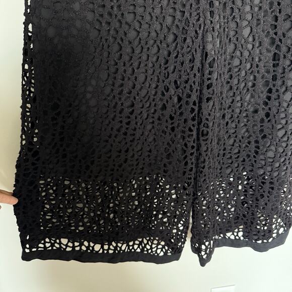 BUYKUD Pants Womens Size M/L Black Crochet Knit Wide Leg Boho Hippie Festival - Picture 5 of 7